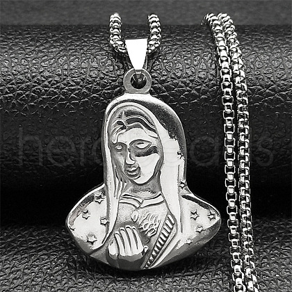 Virgin 304 Stainless Steel Pendant Necklaces for Men Women NJEW-K283-17P-1