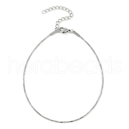 304 Stainless Steel Snake Chain Anklets AJEW-G024-07P-1