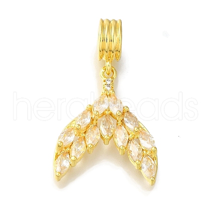 Rack Plating Brass Pave Clear Cubic Zirconia European Dangle Charms KK-H485-30G-1