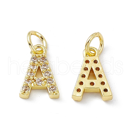 Real 18K Gold Plated Brass Micro Pave Clear Cubic Zirconia Charms KK-E068-VB452-A-1