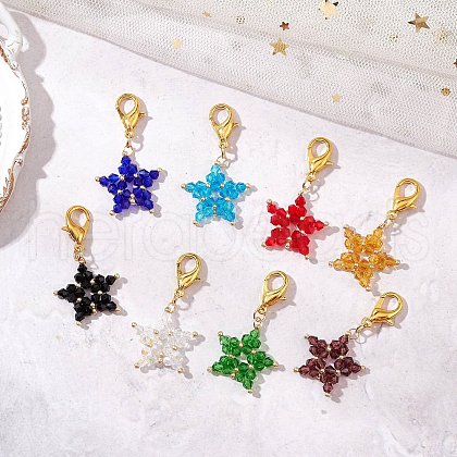 Handmade Glass Seed Beaded Pendant Decorations HJEW-MZ00204-1
