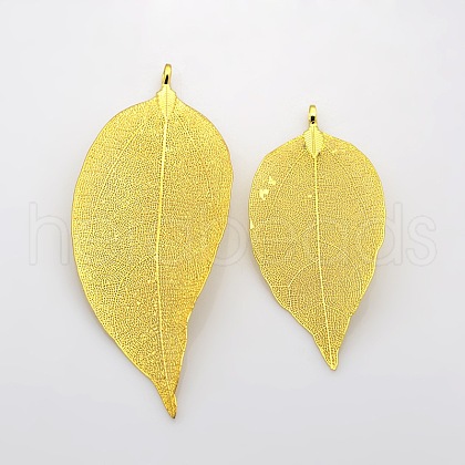 Natural Leaf Plating Brass Large Pendants IFIN-N3253-22G-1