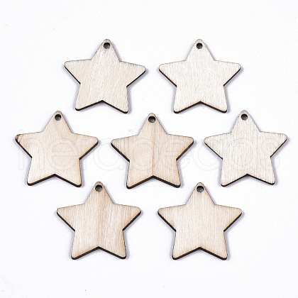 Unfinished Natural Poplar Wood Pendants WOOD-S045-107-1
