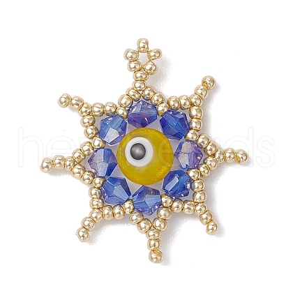 Glass Seed Beaded Star Pendants PALLOY-MZ00624-05-1