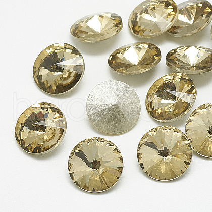 Pointed Back Glass Rhinestone Cabochons X-RGLA-T086-14mm-04-1