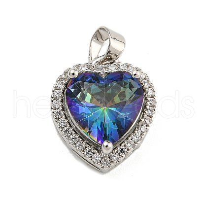 Rack Plating Brass Micro Pave Cubic Zirconia Pendants KK-H469-02P-08-1