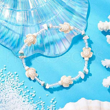 Summer Beach Turtle Anklets AJEW-AN00673-1