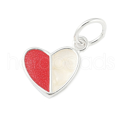 Two Tone 925 Sterling Silver Enamel Heart Charms STER-S011-03S-B-1