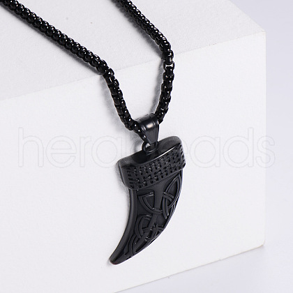 Vintage Stainless Steel Viking Knife Shaped Pendant Punk Necklaces for Men RK3573-3-1