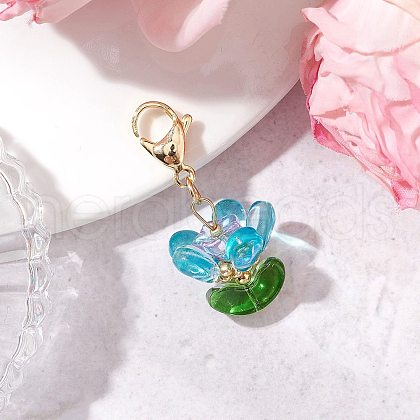 Glass Flower Pendant Decorations HJEW-MZ00206-06-1