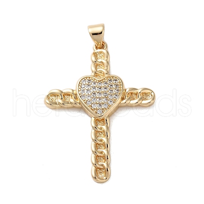 Brass Micro Pave Clear Cubic Zirconia Pendants KK-A212-06I-G-1