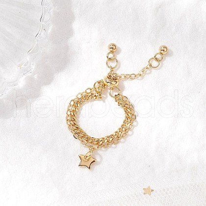 Adjustable Brass Multi-strands Finger Rings RJEW-JR00864-1