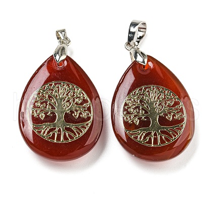 Natural Carnelian(Dyed & Heated) Teardrop Pendants G-Q175-01B-1
