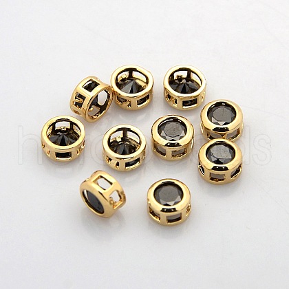 Real 18K Gold Plated Brass Rhinestone Beads KK-J198-29G-1