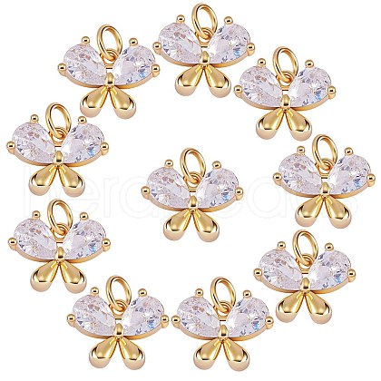 10Pcs Brass Micro Pave Clear Cubic Zirconia Charms KK-SZ0005-02-1