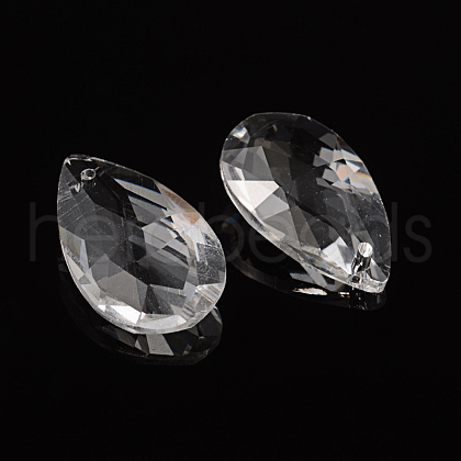 Faceted Teardrop Transparent Glass Pendants X-EGLA-R085-03-1
