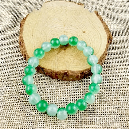 Glass Imitation Natural Agate Round Beaded Stretch Beaded Bracelets WG8D788-09-1