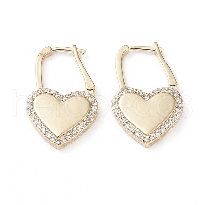 Brass Micro Pave Cubic Zirconia Huggie Hoop Earrings X-EJEW-L234-010B-G-1