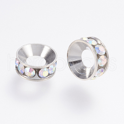 Brass Rhinestone Spacer Beads RB-E511-18-1