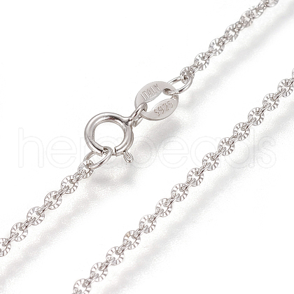 Anti-Tarnish Rhodium Plated 925 Sterling Silver Cable Chain Necklaces STER-L059-12P-1