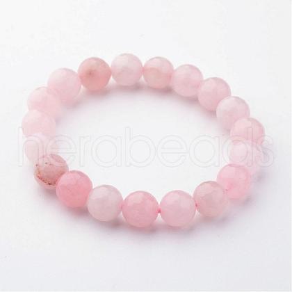 Natural Rose Quartz Stretch Bracelets BJEW-JB02428-1