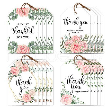 120Pcs 4 Styles Flower Paper Thank You Gift Tags CDIS-WH0038-01-1