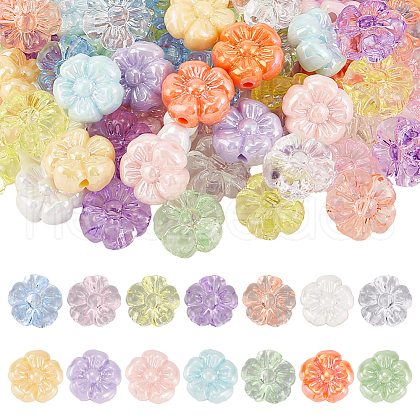 SOFPLATE 112Pcs 14 Colors Transparent & Opaque Acrylic Beads OACR-SP0001-28-1