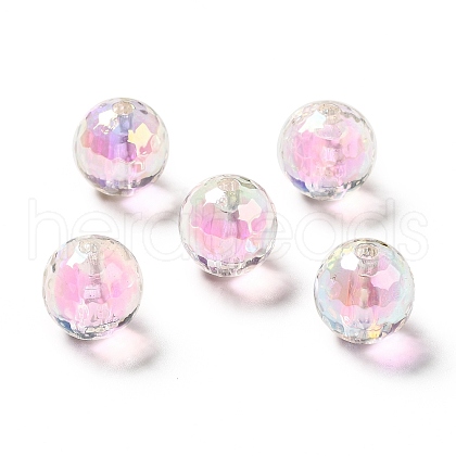 Two Tone UV Plating Rainbow Iridescent Acrylic Beads TACR-D010-03B-06-1