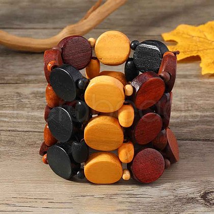 Bohemia & Ethnic Style Wood Stretch Bracelets for Women WG33998-06-1