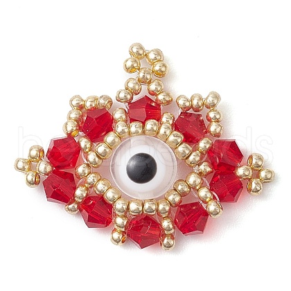 Seed Beads Beaded Charms PALLOY-MZ00344-02-1