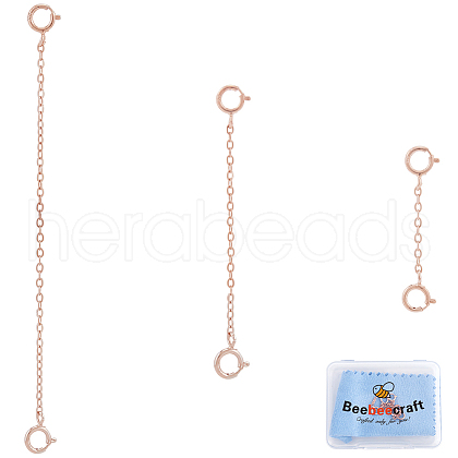 Beebeecraft 3Pcs 3 Styles Sterling Silver Cable Chain Extender STER-BBC0006-75-1