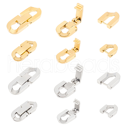 Unicraftale 4Pcs 4 Styles 304 Stainless Steel Fold Over Clasps STAS-UN0055-30-1