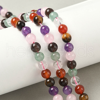 Natural Mixed Gemstone Beads Strands G-P574-A02-6mm-1