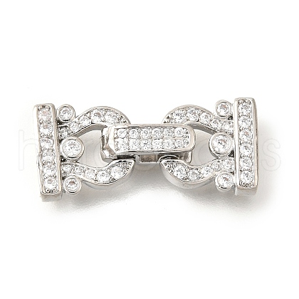 Arch Brass Micro Pave Clear Cubic Zirconia Fold Over Clasps KK-V008-22P-1