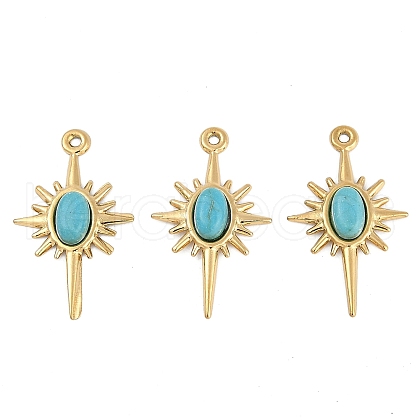 Synthetic Turquoise Sun Pendants STAS-I325-140A-G-1