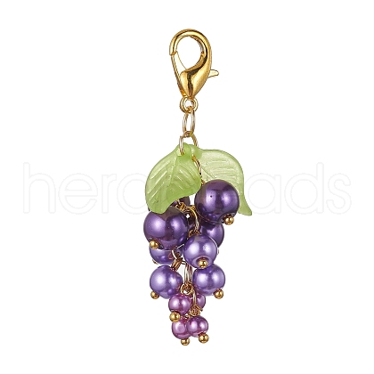 Grape Glass Pendant Decoration HJEW-JM01468-01-1