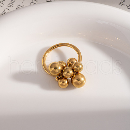Stainless Steel Round Beads Finger Rings BC9848-2-1