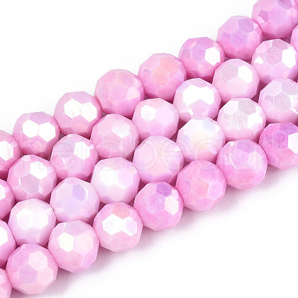 Electroplate Glass Beads Strands EGLA-T021-8mm-15-02-1