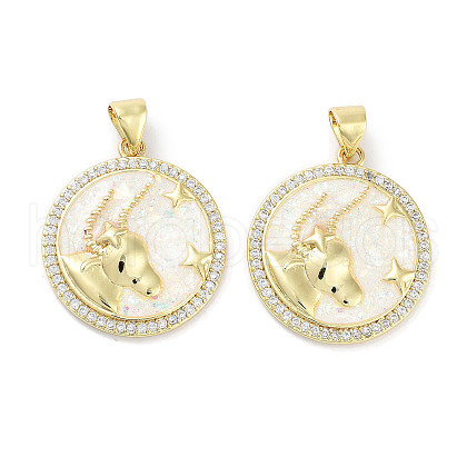 Brass Micro Pave Clear Cubic Zirconia Pendants KK-L213-010G-08-1