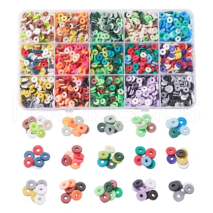 2400Pcs 15 Colors Handmade Polymer Clay Beads CLAY-YW0001-27A-1