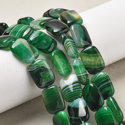 Natural Banded Agate Beads Strands G-K392-B09-13x18mm-1