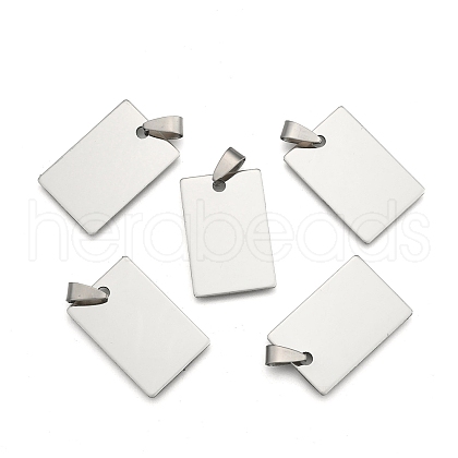 201 Stainless Steel Rectangle Stamping Blank Tag Pendants STAS-YW0002-23-1