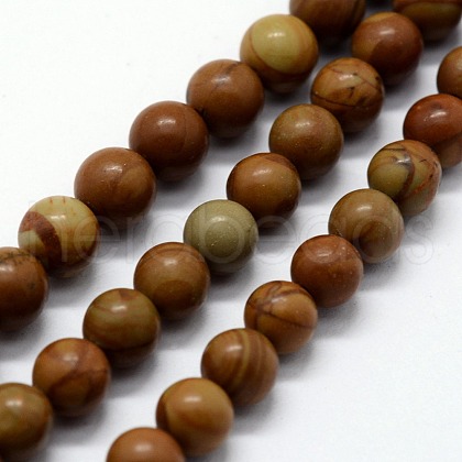 Natural Wood Lace Stone Beads Strands X-G-I199-17-8mm-1