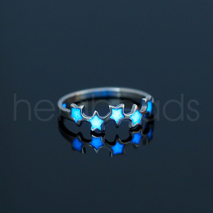 Luminous 304 Stainless Steel Star Finger Ring LUMI-PW0001-120I-1