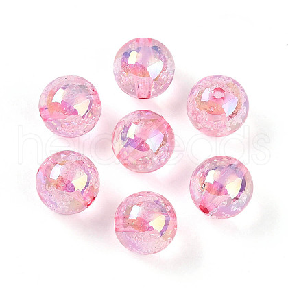 UV Plating Transparent Rainbow Iridescent Acrylic Beads TACR-D010-07E-1