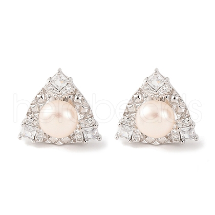 Mother's Day Jewellery 925 Sterling Silver Triangle Stud Earrings EJEW-C115-08P-1