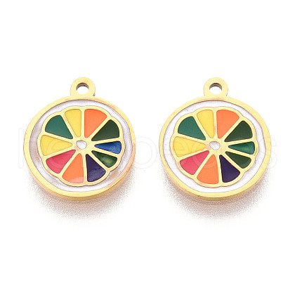 304 Stainless Steel Enamel Charms STAS-N112-05A-G-1
