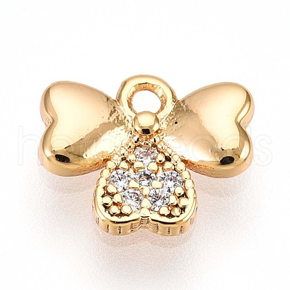Brass Micro Pave Clear Cubic Zirconia Pendants KK-T075-23G-1