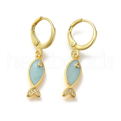 Brass Clear Cubic Zirconia Hoop Earrings EJEW-M045-02G-01-1