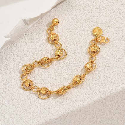 Fashionable Brass Round Beads Link Bracelets for Women YB1680-1